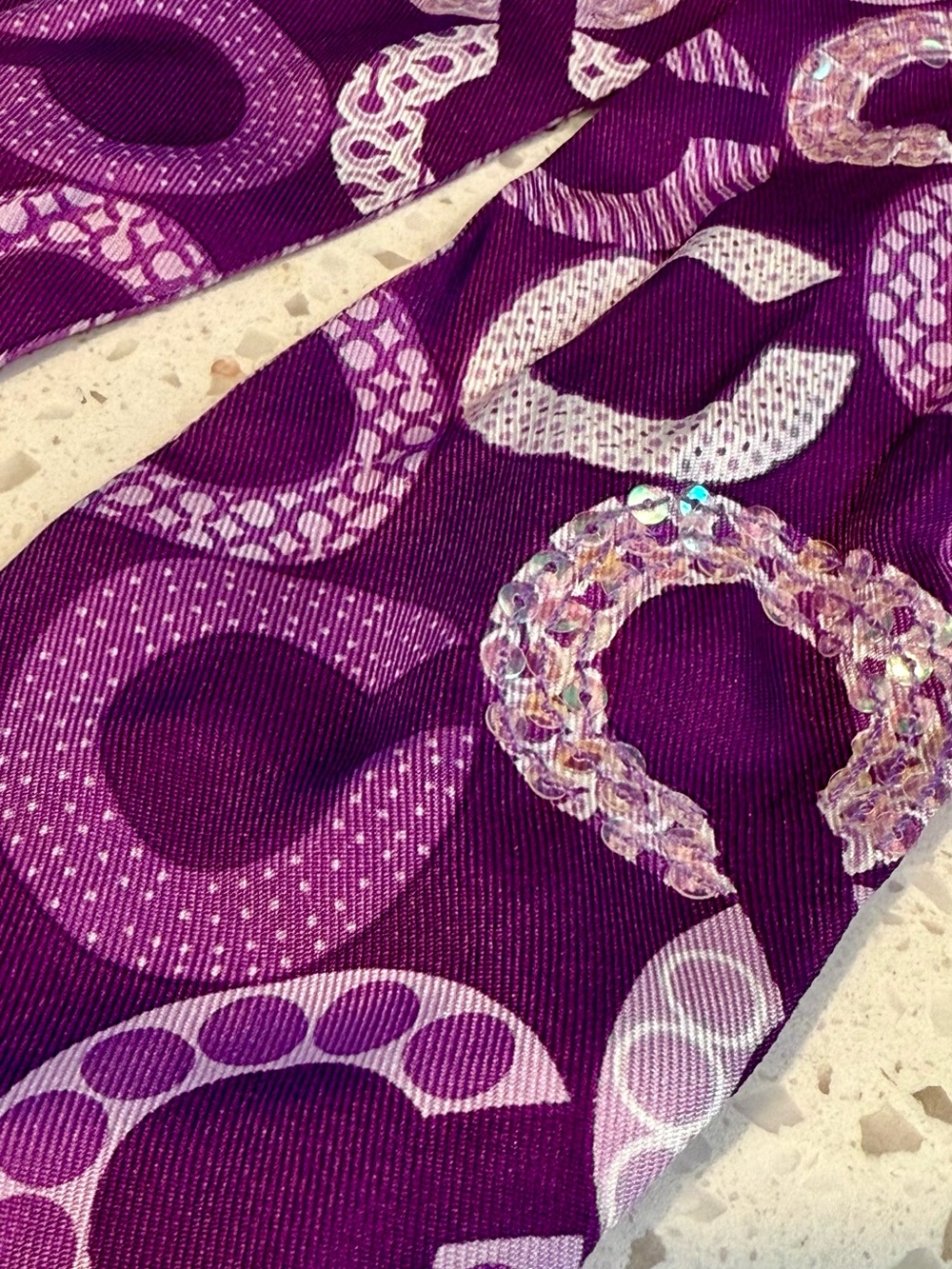 Coach Purple Sequin Bag Accessory Scarf - Picture 3 of 3